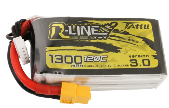 Tattu R-Line Version 3.0 1300mAh 14.8V 120C 4S1P Lipo Battery Pack wit