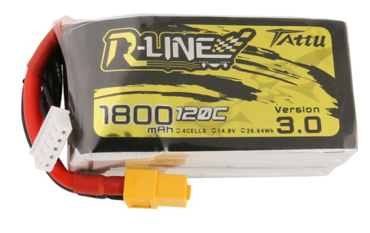 Tattu R-Line Version 3.0 1800mAh 14.8V 120C 4S1P Lipo Battery Pack wit