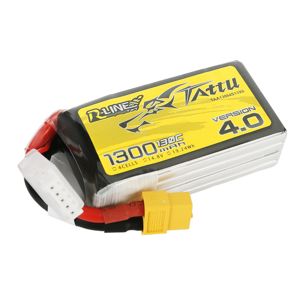 Tattu 1300mAh 4s 130C 14.8V R-Line Version 4.0 Lipo Battery Pack With XT60 Plug