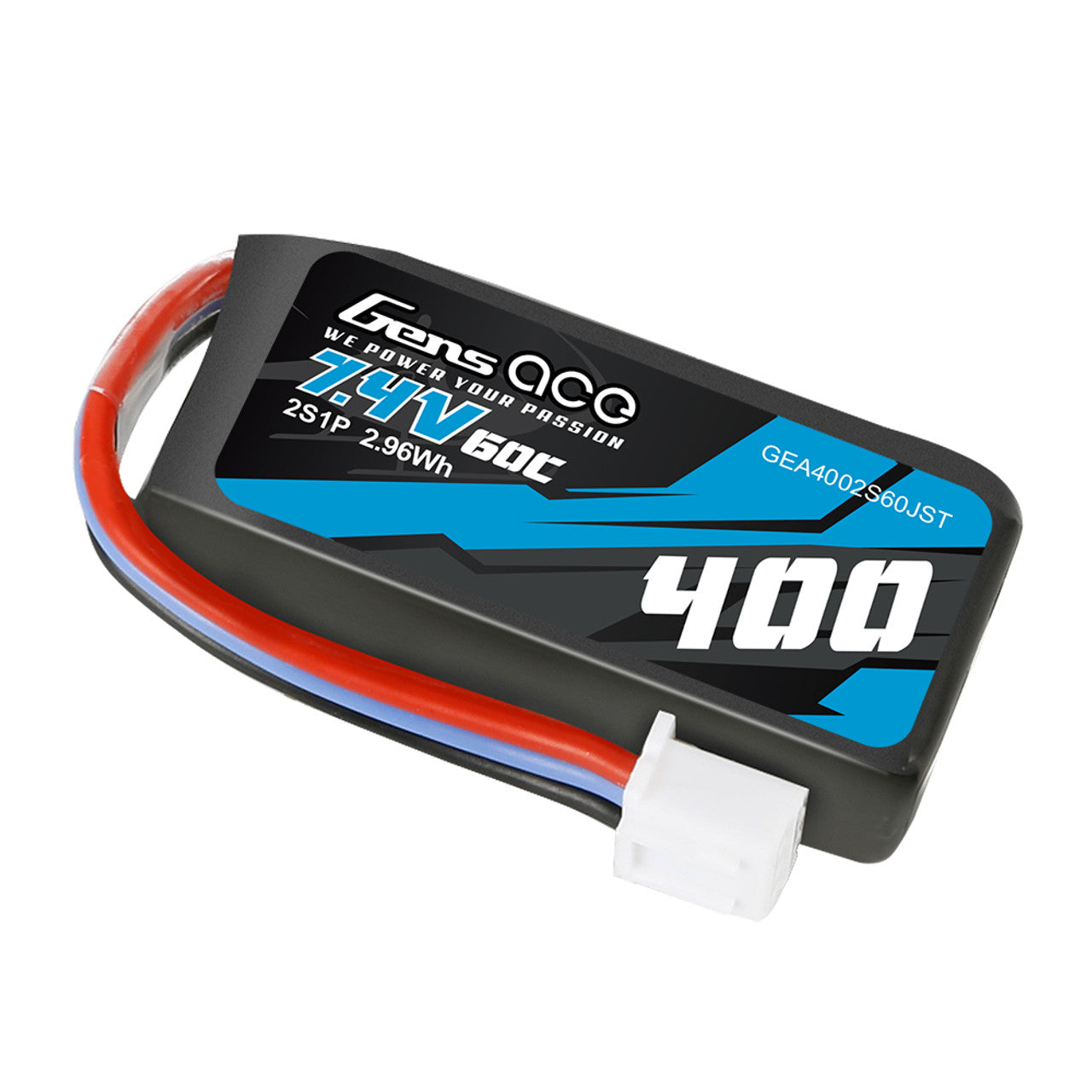 Gens Ace 400mAh 2S 60C 7.4V Lipo Battery Pack With JST-XHR Plug