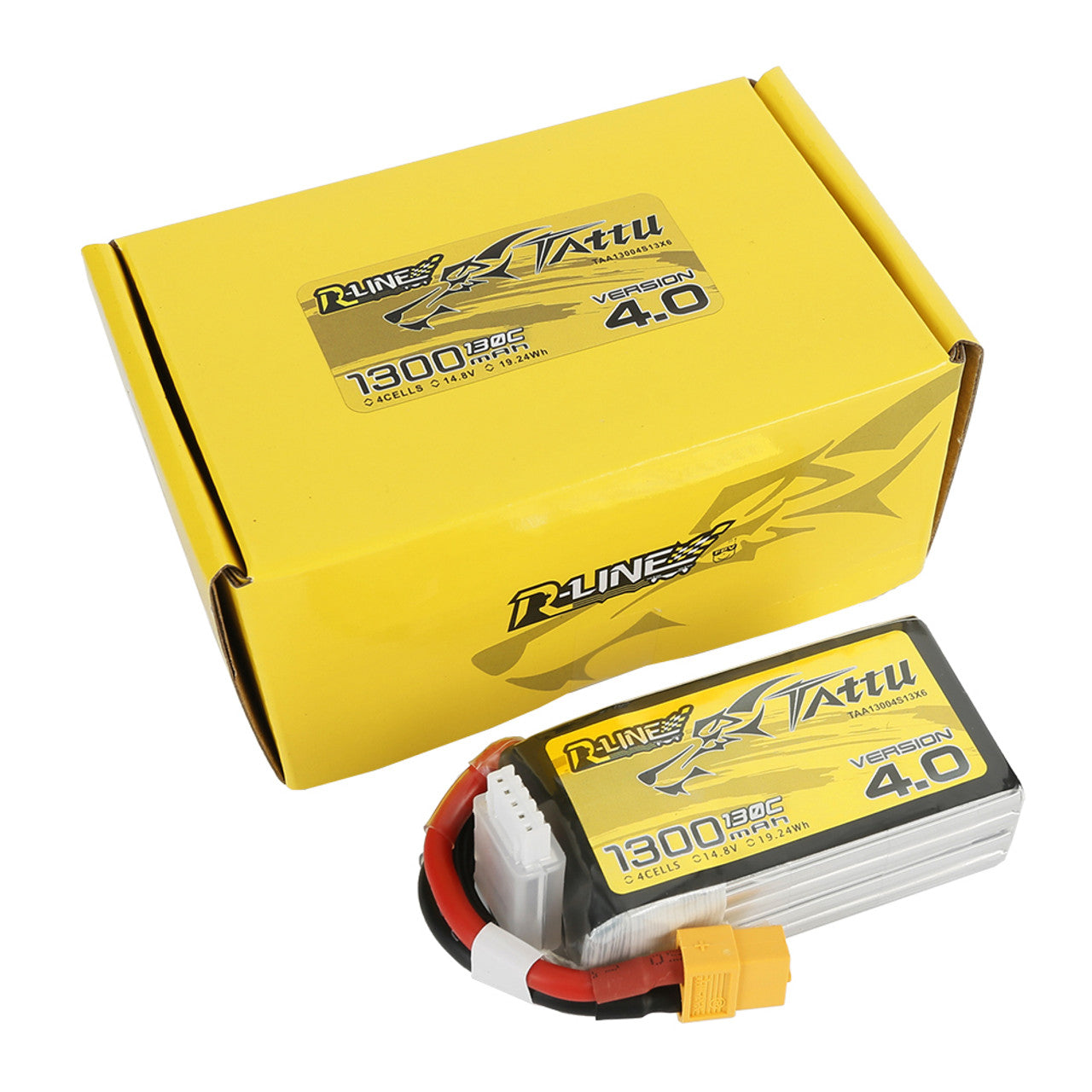 Tattu 1300mAh 4s 130C 14.8V R-Line Version 4.0 Lipo Battery Pack With XT60 Plug