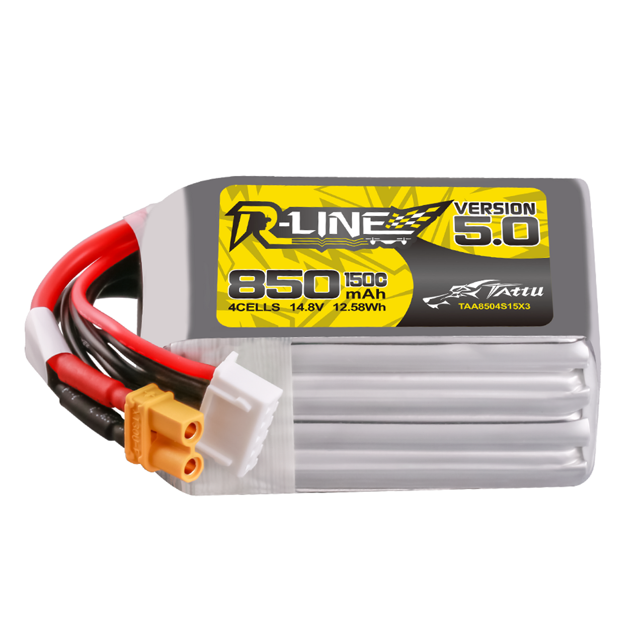 Tattu 850mAh 4S 150C 14.8V R-Line Version 5.0 Lipo Battery Pack With XT30U-F Plug