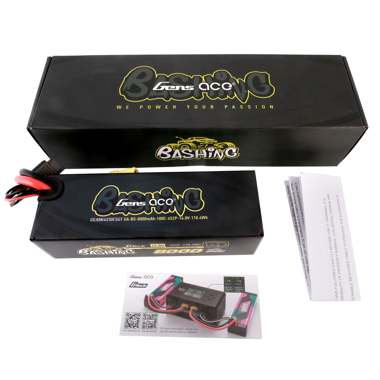 Gens Ace 4S2P 8000mah 100C 14.8v Bashing Pro G-Tech Lipo Battery Pack With EC5 Plug