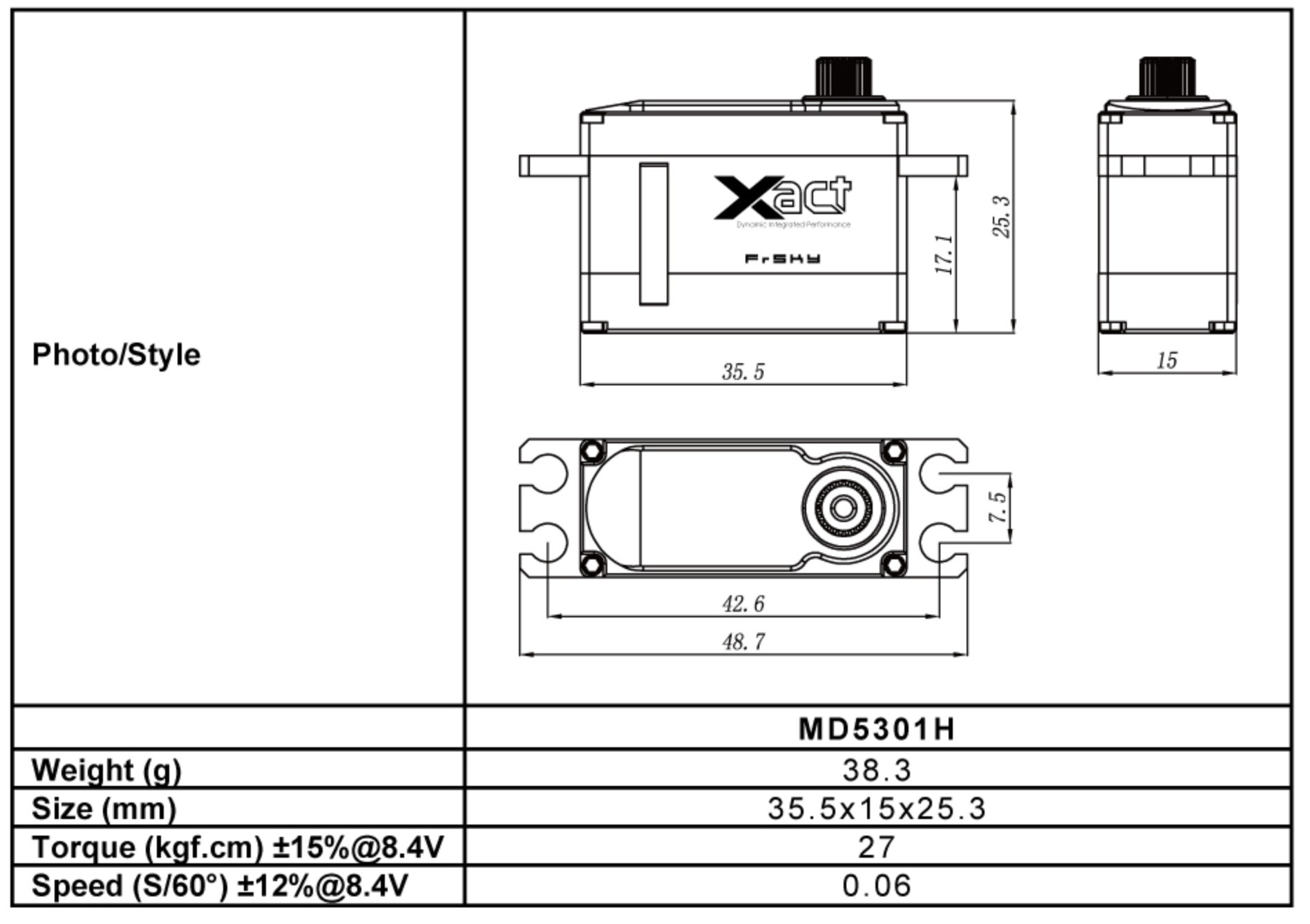 FrSky XACT CORELESS SERIES MD5301H High-Voltage Servo