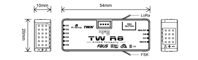 FrSky TW R8 Dual 2.4G Receiver with 8CH Ports 03022027